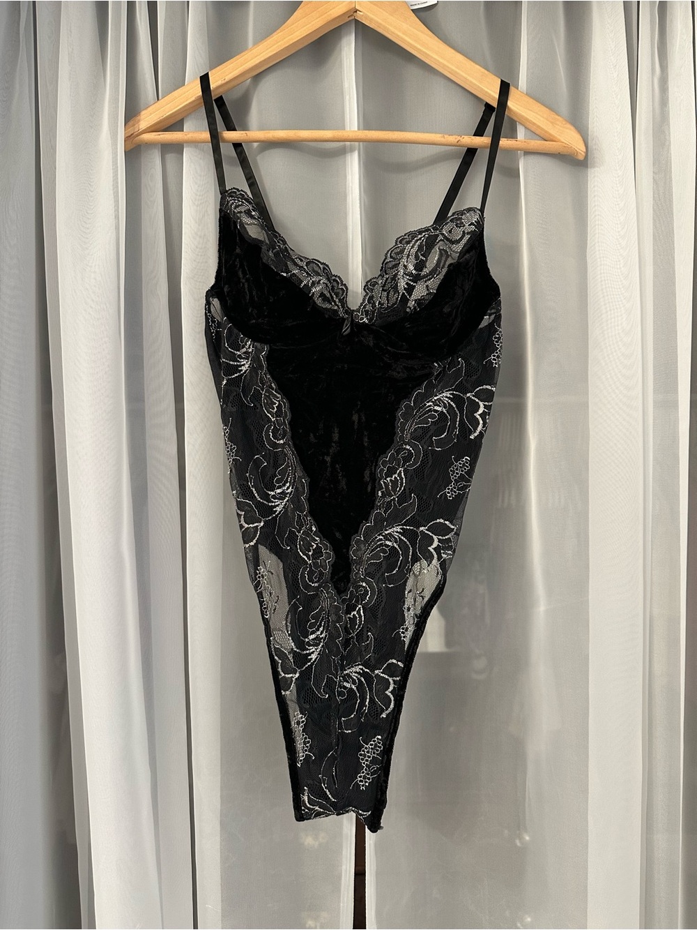 Vtg Ferris Lace Bodysuit with Velvet Accents - Women Intimates